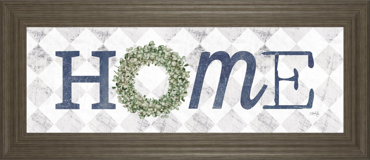 Home W/Eucalyptus Wreath I By Marla Rae 18X42 Framed Print