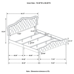 Bella Upholstered California King Panel Bed Grey