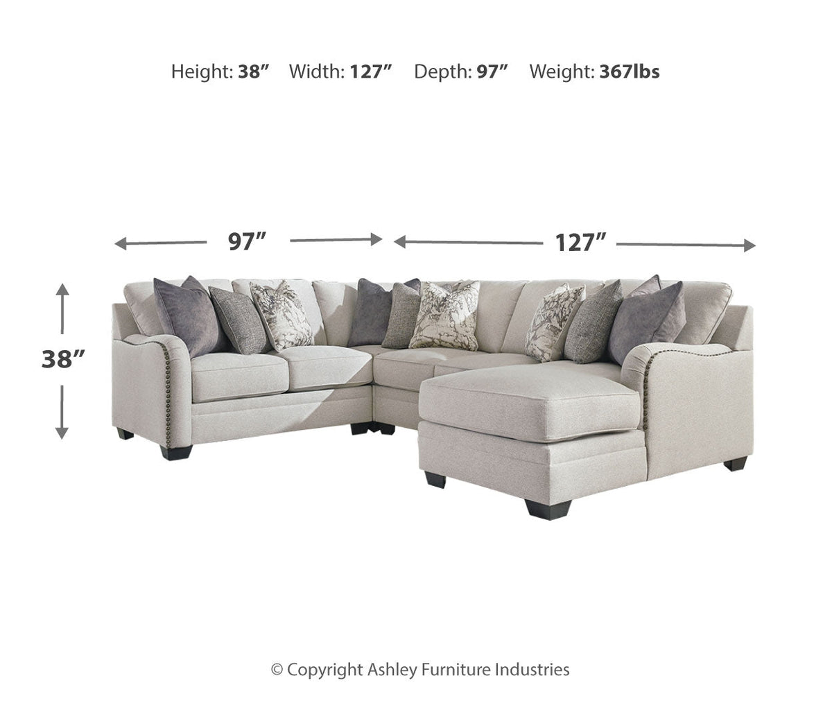 Dellara 3-Piece Sectional with Ottoman