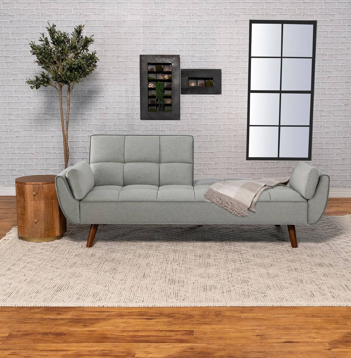 Caufield Upholstered Convertible Sofa Bed Turquoise Blue