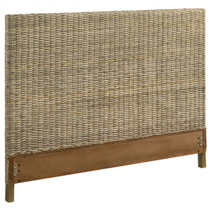 Zyla Woven Rattan California King Panel Headboard Kubu Grey