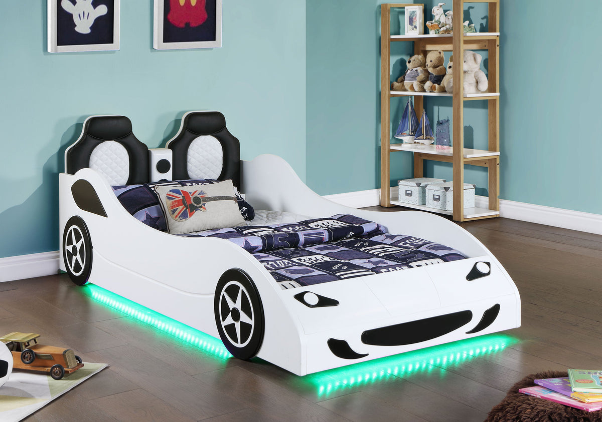 Cruiser Wood  LED Race Car Bed Blue