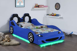 Cruiser Wood  LED Race Car Bed Blue