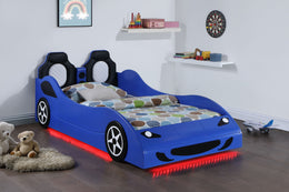 Cruiser Wood  LED Race Car Bed Blue