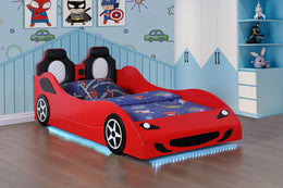 Cruiser Wood  LED Race Car Bed Blue