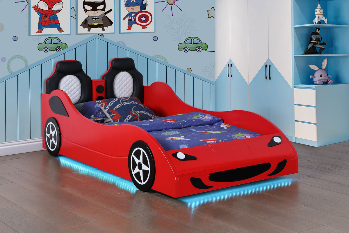 Cruiser Wood  LED Race Car Bed Blue