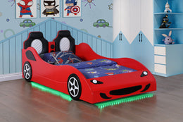 Cruiser Wood  LED Race Car Bed Blue