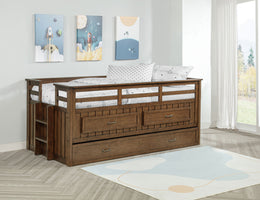 Carlsbad Wood  Captains Bed With Trundle Medium Brown