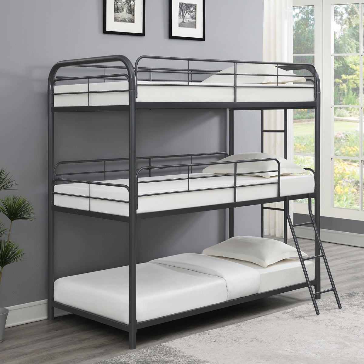 Garner Metal  Triple Bunk Bed Gunmetal