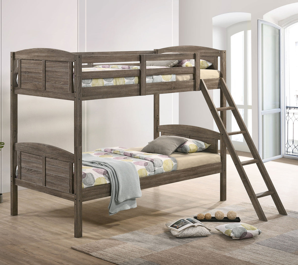 Flynn Wood  Over  Bunk Bed Weathered Brown