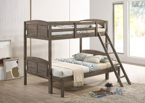 Flynn Wood  Bunk Bed with Mattress Weathered Brown