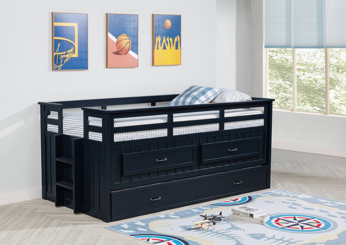 Carlsbad Wood  Captains Bed With Trundle Medium Brown