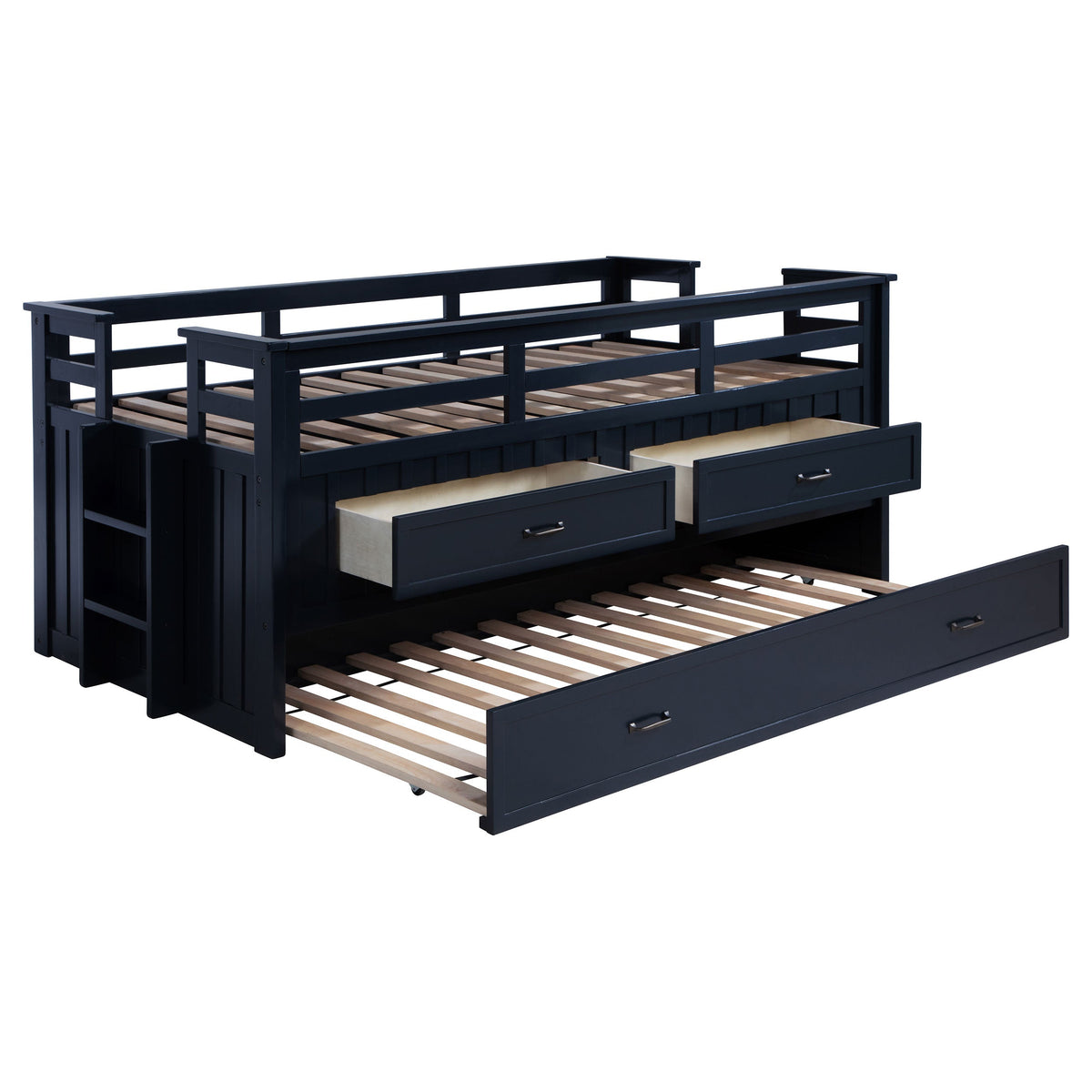 Carlsbad Wood  Captains Bed With Trundle Medium Brown