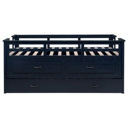 Carlsbad Wood  Captains Bed With Trundle Medium Brown