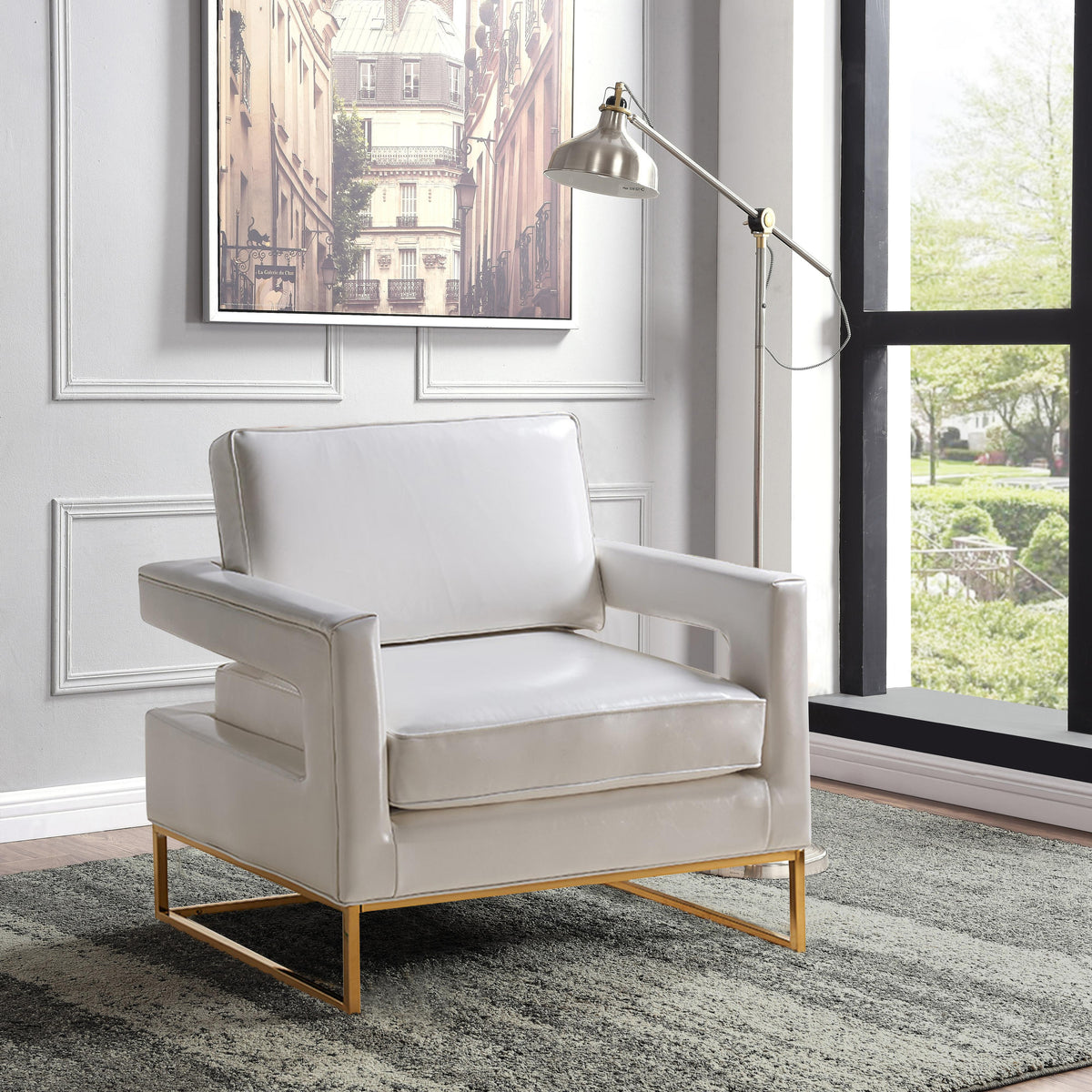 Meridian Amelia White Vegan Leather Accent Chair