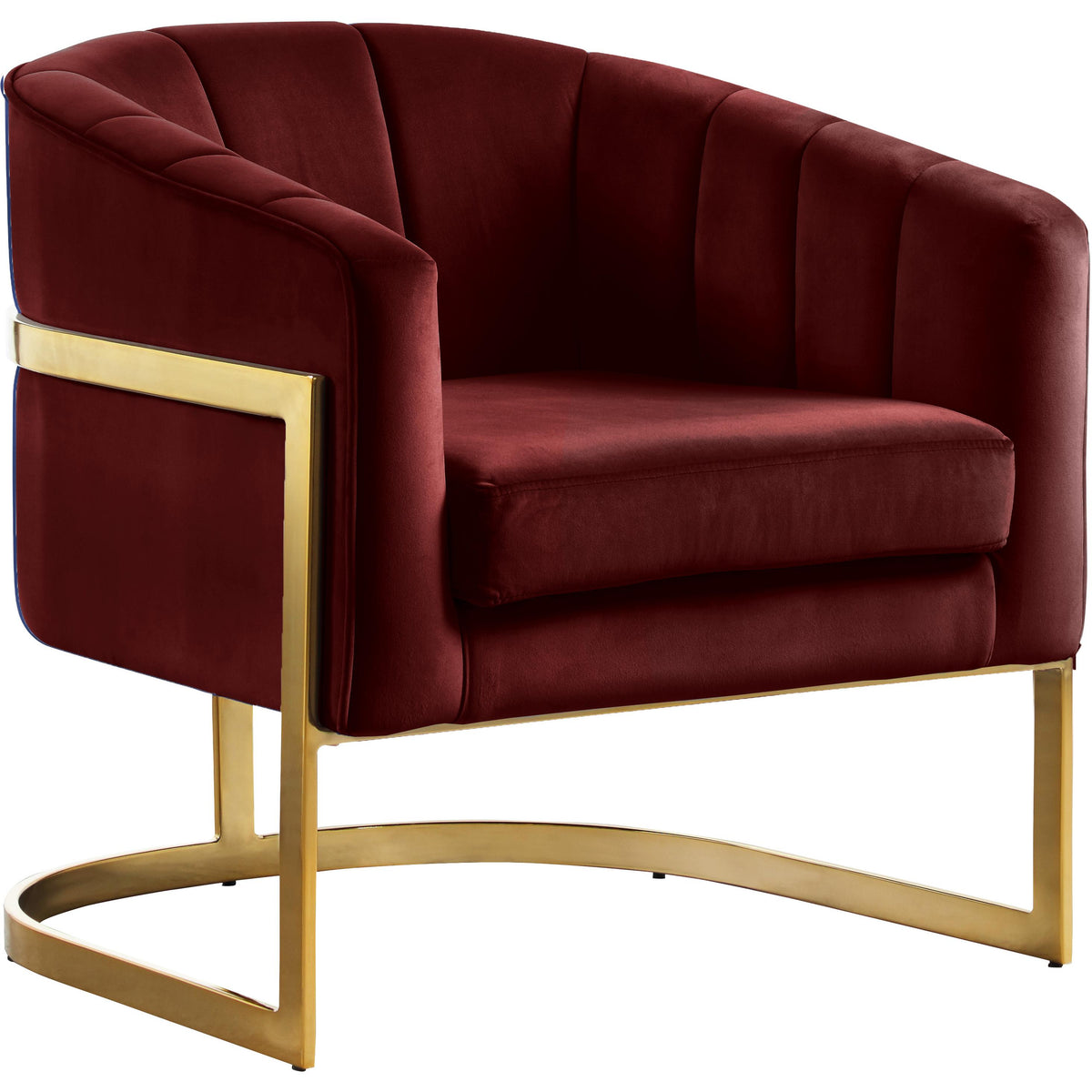 Meridian Carter Burgundy Velvet Accent Chair