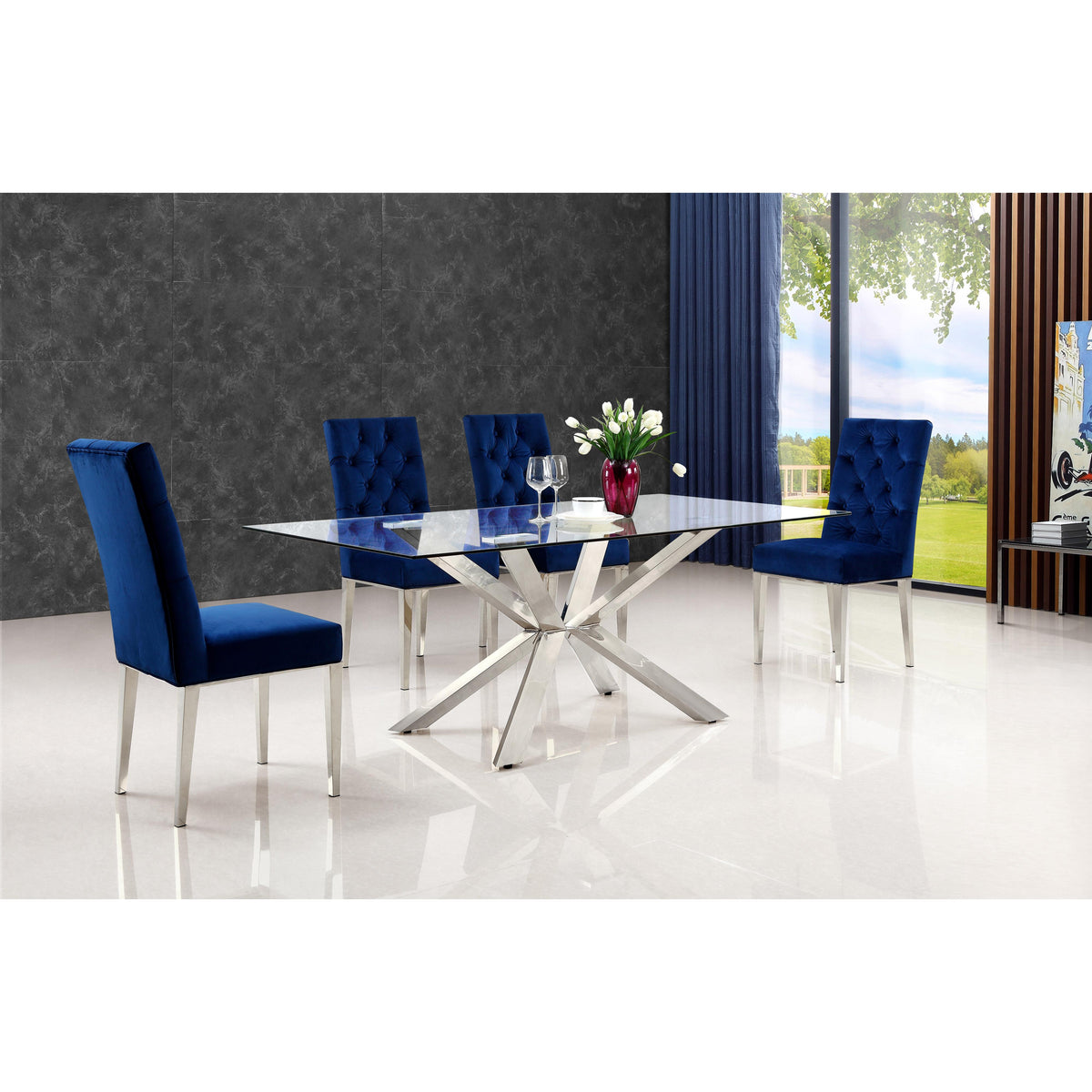 Meridian Juno Navy Velvet Dining Chair