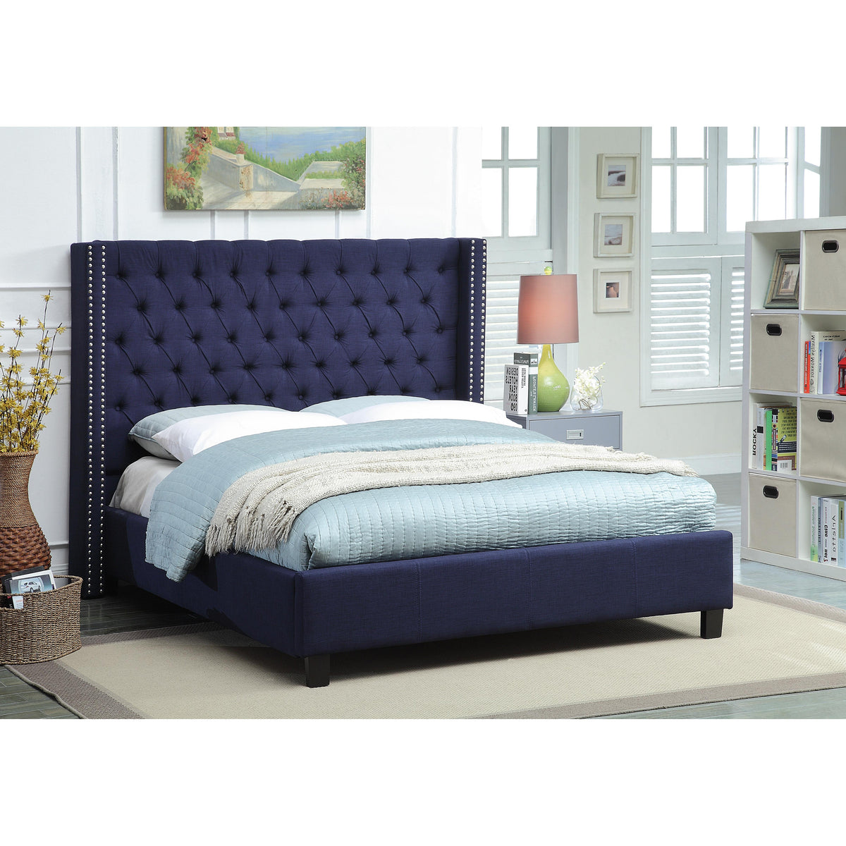 Meridian Ashton Navy Linen Textured Full Bed