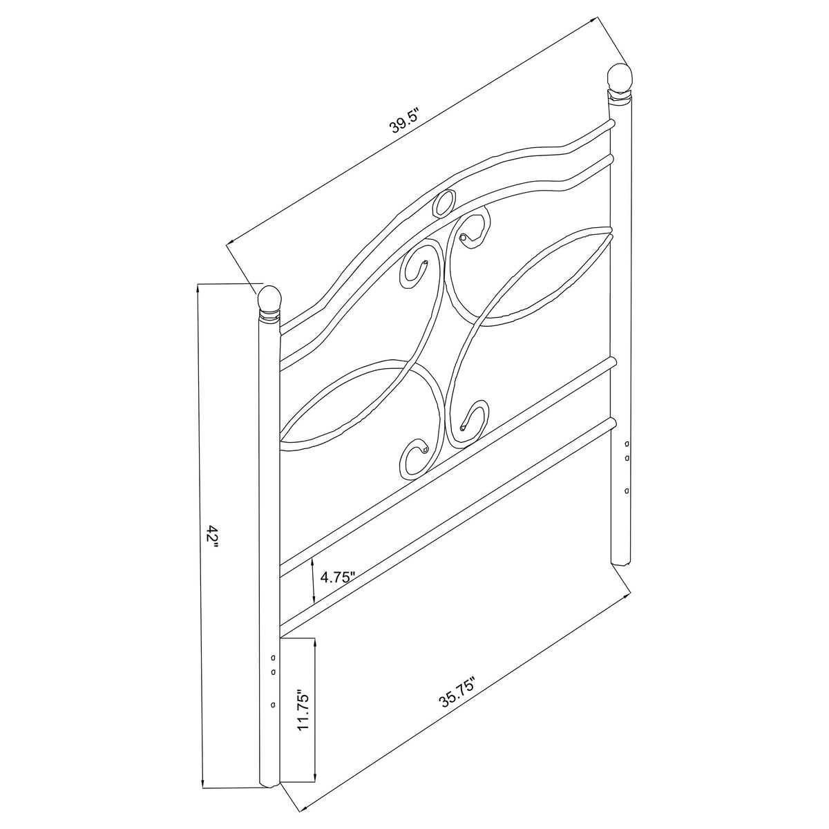 Callie Metal  Open Frame Headboard Matte Black