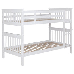 Chapman Wood Twin Over Twin Bunk Bed with Mattress White