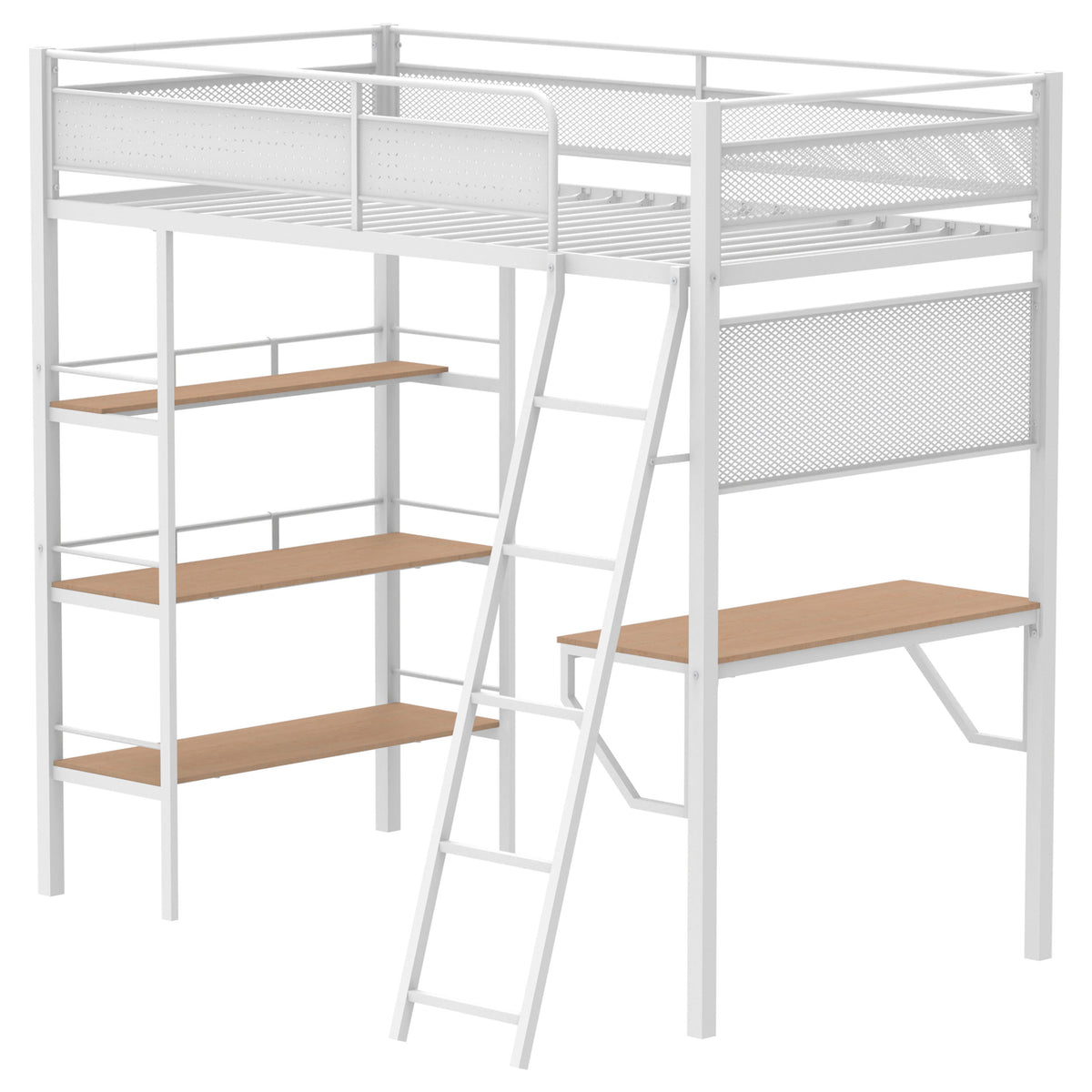 Campus 3-shelf Metal Twin Workstation Loft Bed Matte