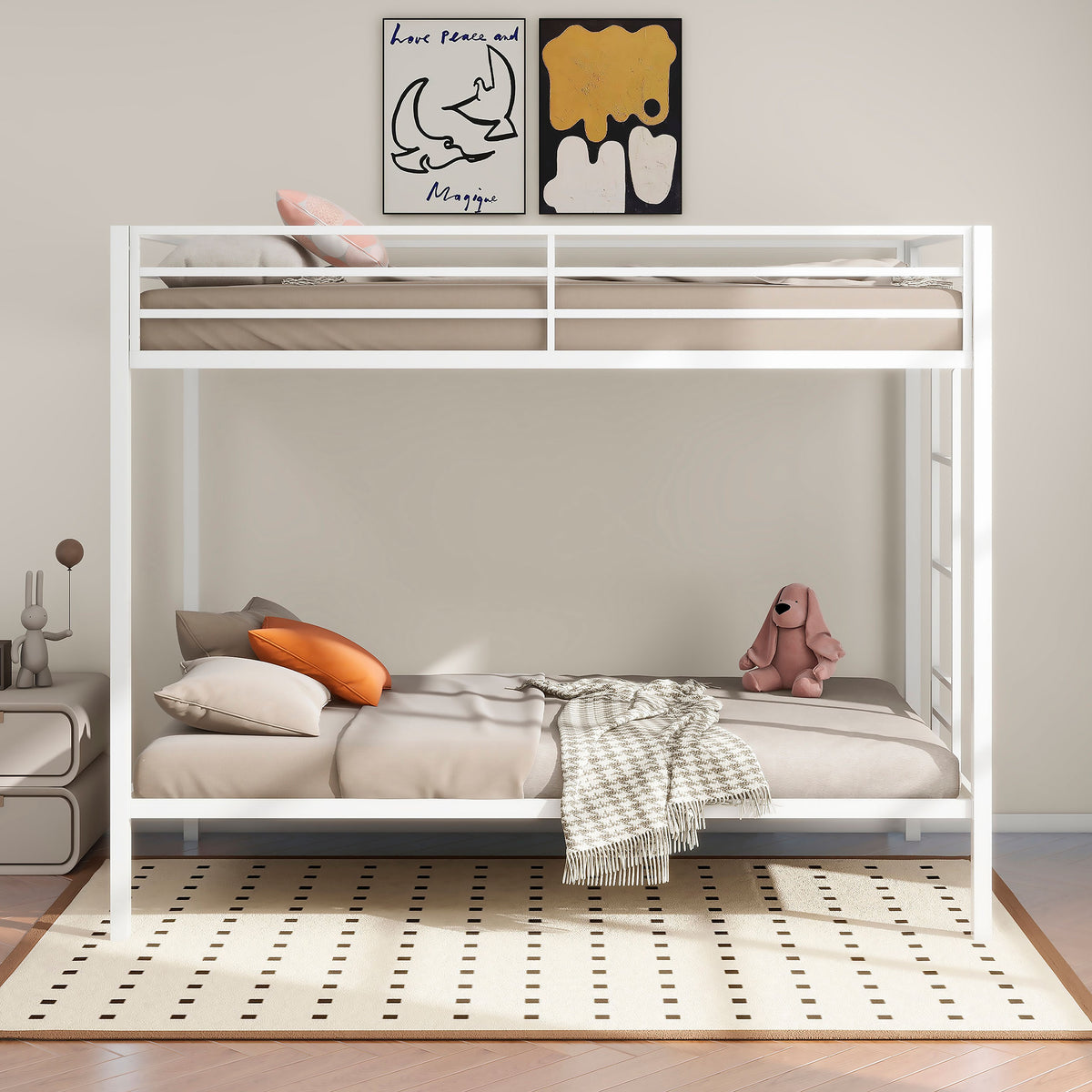 Alevera Metal Bunk Bed with Ladder Black