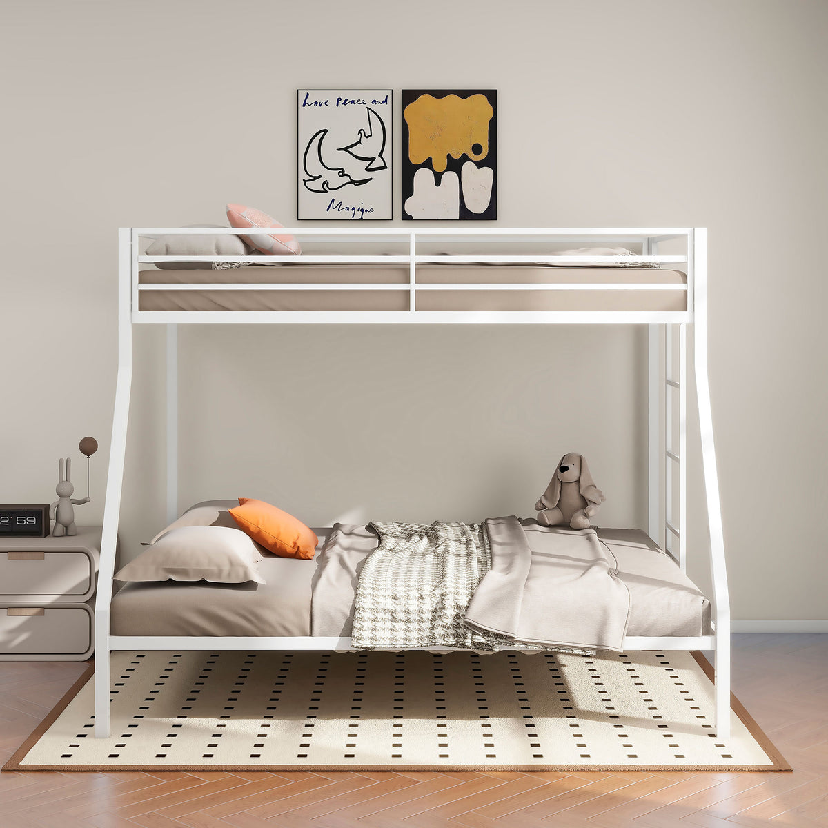 Alevera Metal Bunk Bed with Ladder Black