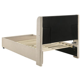 Madison Upholstered LED  Storage Platform Bed Cream