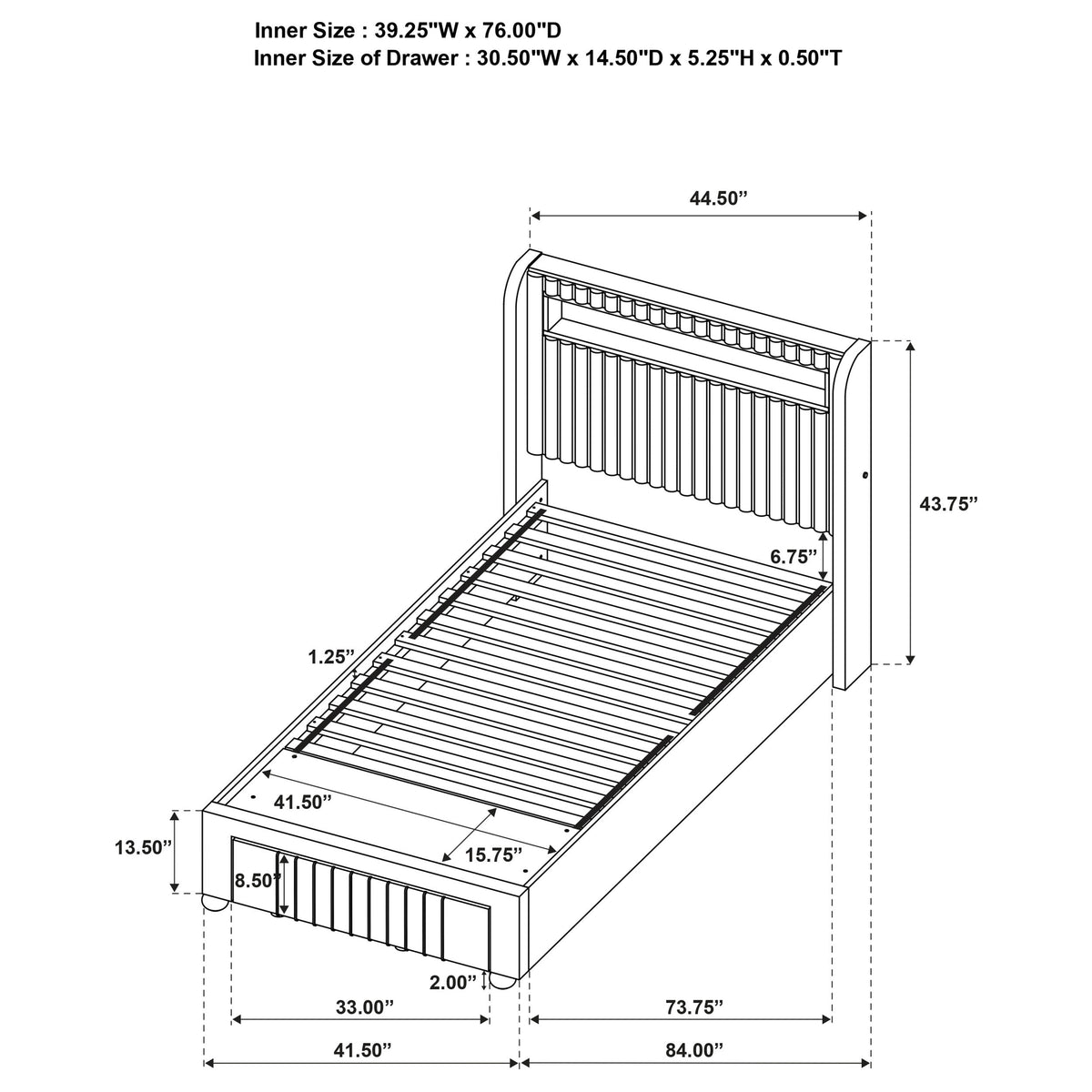 Madison Upholstered LED  Storage Platform Bed Cream