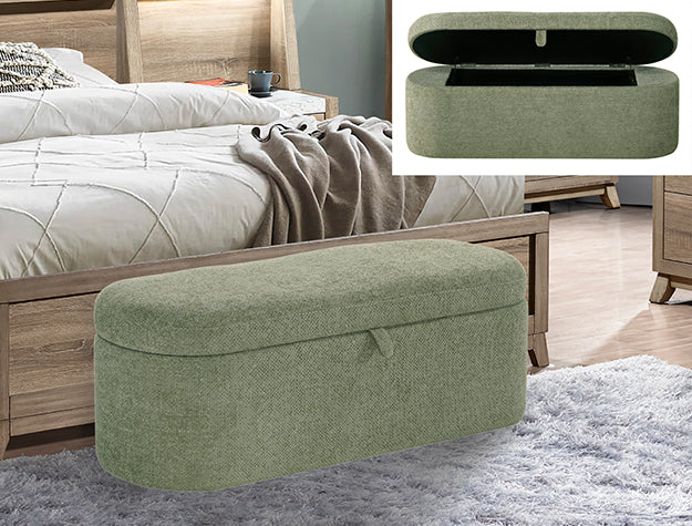 Philipa Storage Bench-Oatmeal Tweed