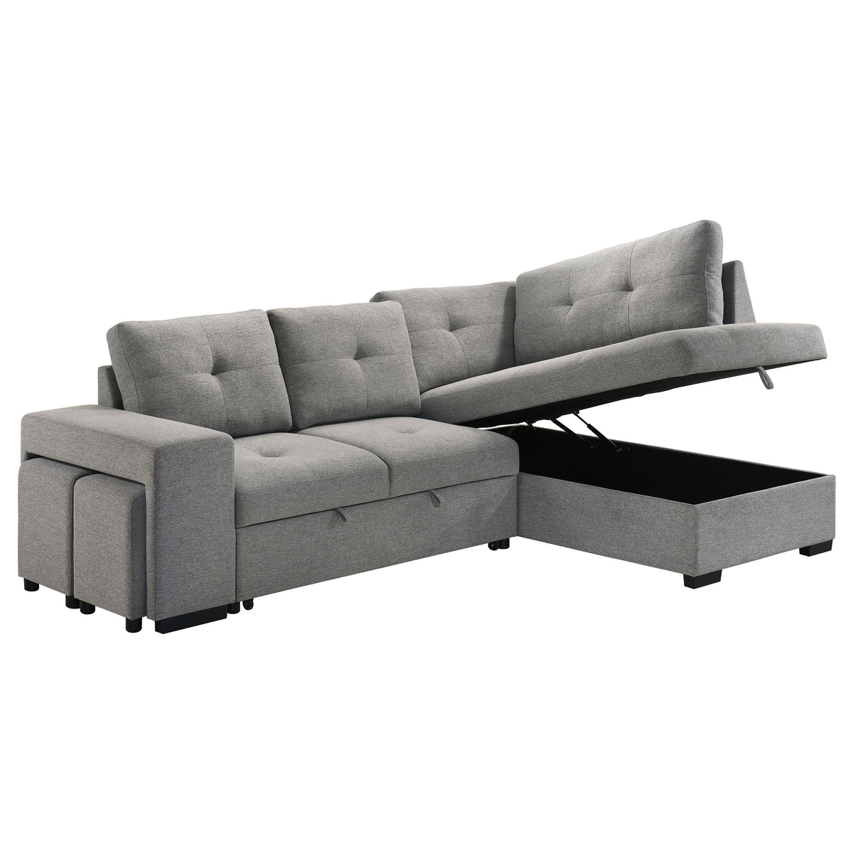 Roanne Fabric Upholstered Sleeper Sectional Sofa Grey