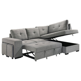 Roanne Fabric Upholstered Sleeper Sectional Sofa Grey