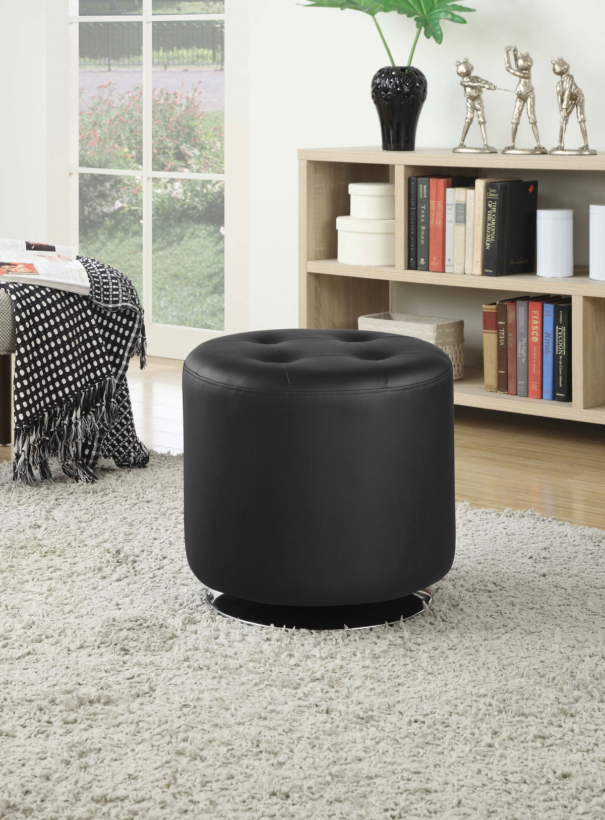 Bowman Round Upholstered Tufted Swivel Ottoman
