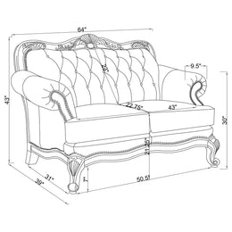 Victoria  Leather Upholstered Rolled Arm Loveseat Brown
