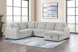 David Upholstered Reclining Sectional Sofa Smoke