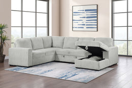 David Upholstered Reclining Sectional Sofa Smoke