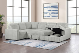David Upholstered Reclining Sectional Sofa Smoke