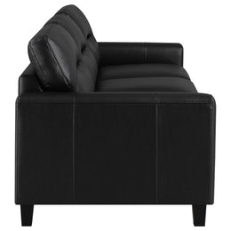 Scotland Faux Leather Upholstered Track Arm Sofa Black