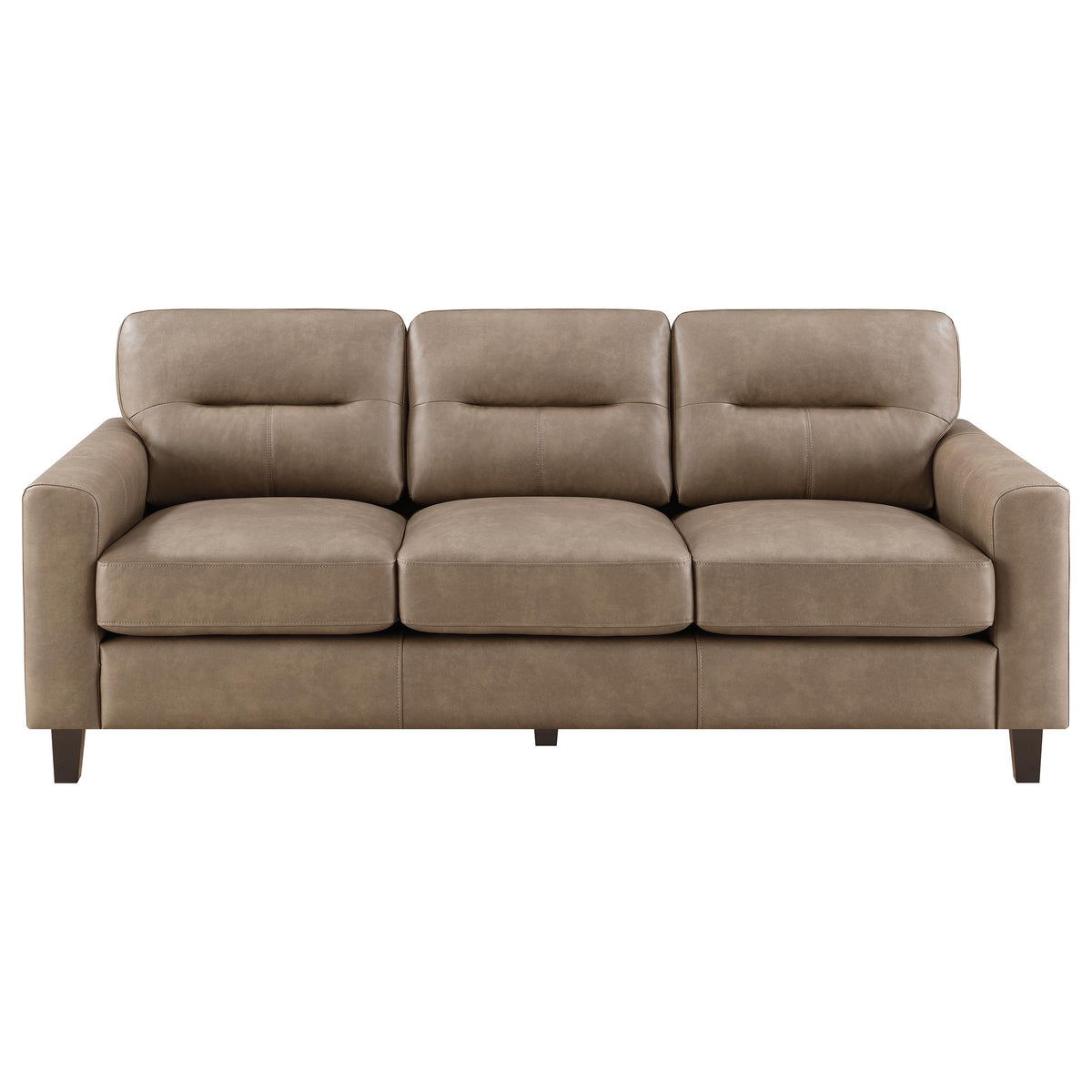 Scotland Faux Leather Upholstered Track Arm Sofa Brown