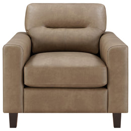 Scotland Faux Leather Upholstered Track Arm Chair Brown