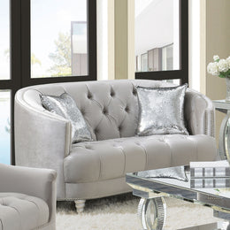 Avonlea Upholstered Sloped Arm Loveseat Grey Fabric