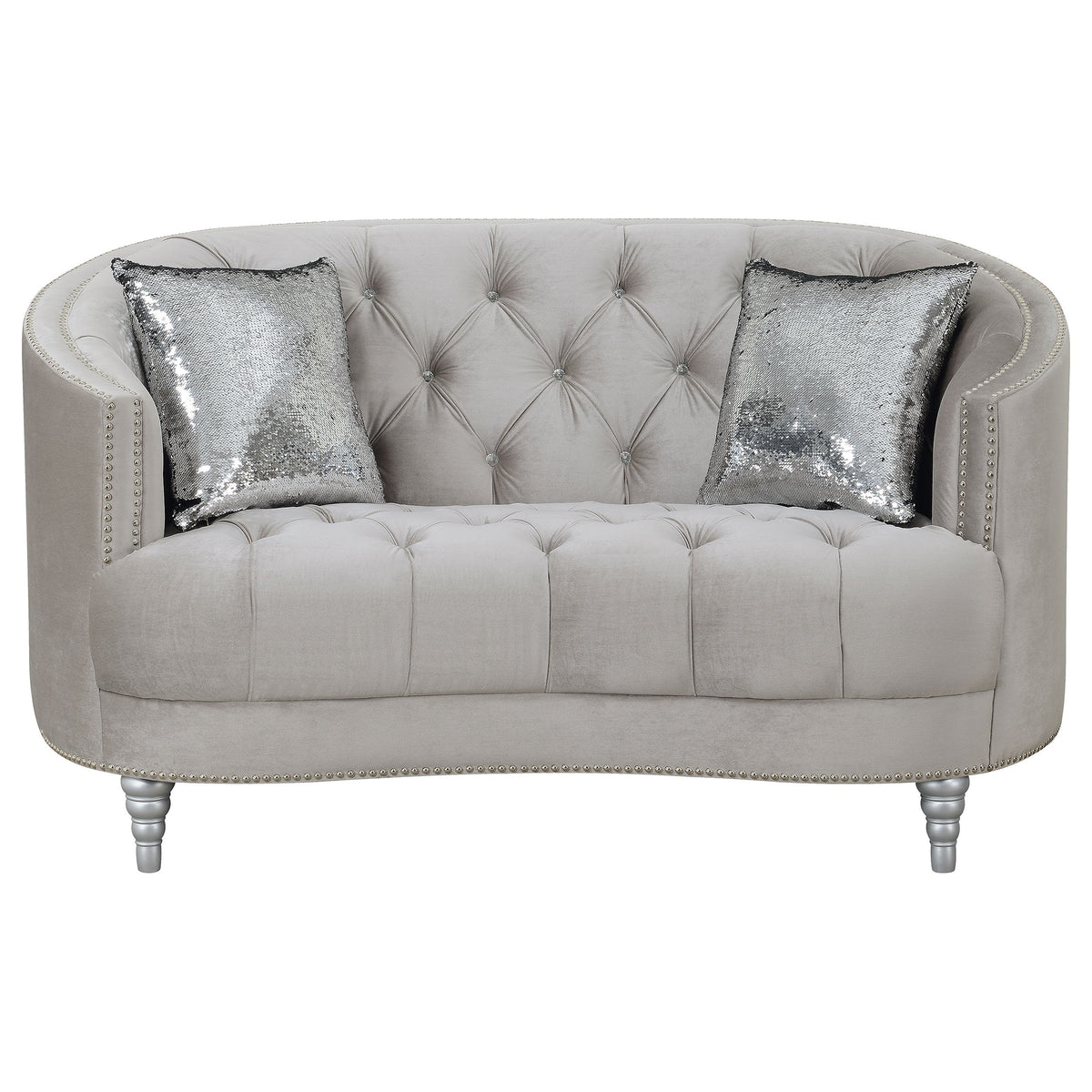 Avonlea Upholstered Sloped Arm Loveseat Grey Fabric