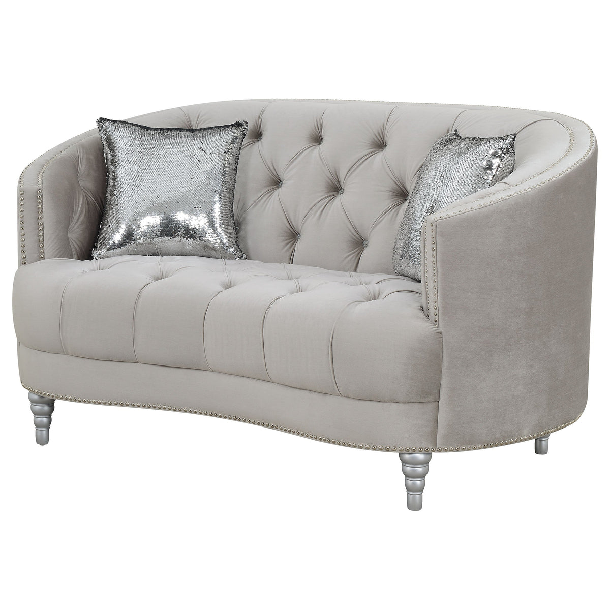 Avonlea Upholstered Sloped Arm Loveseat Grey Fabric