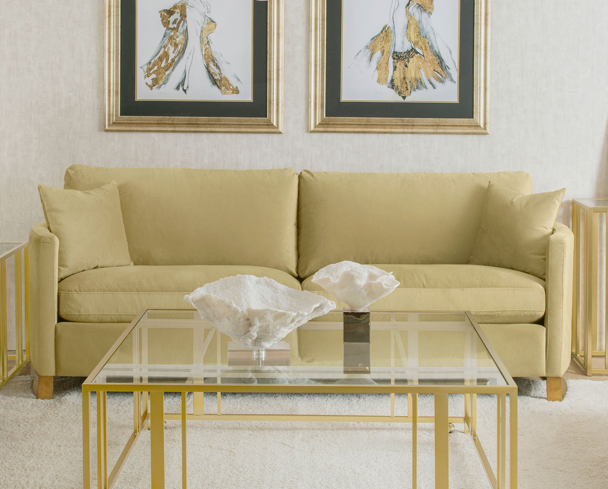 Corliss Upholstered Curved Track Arm Sofa Camel