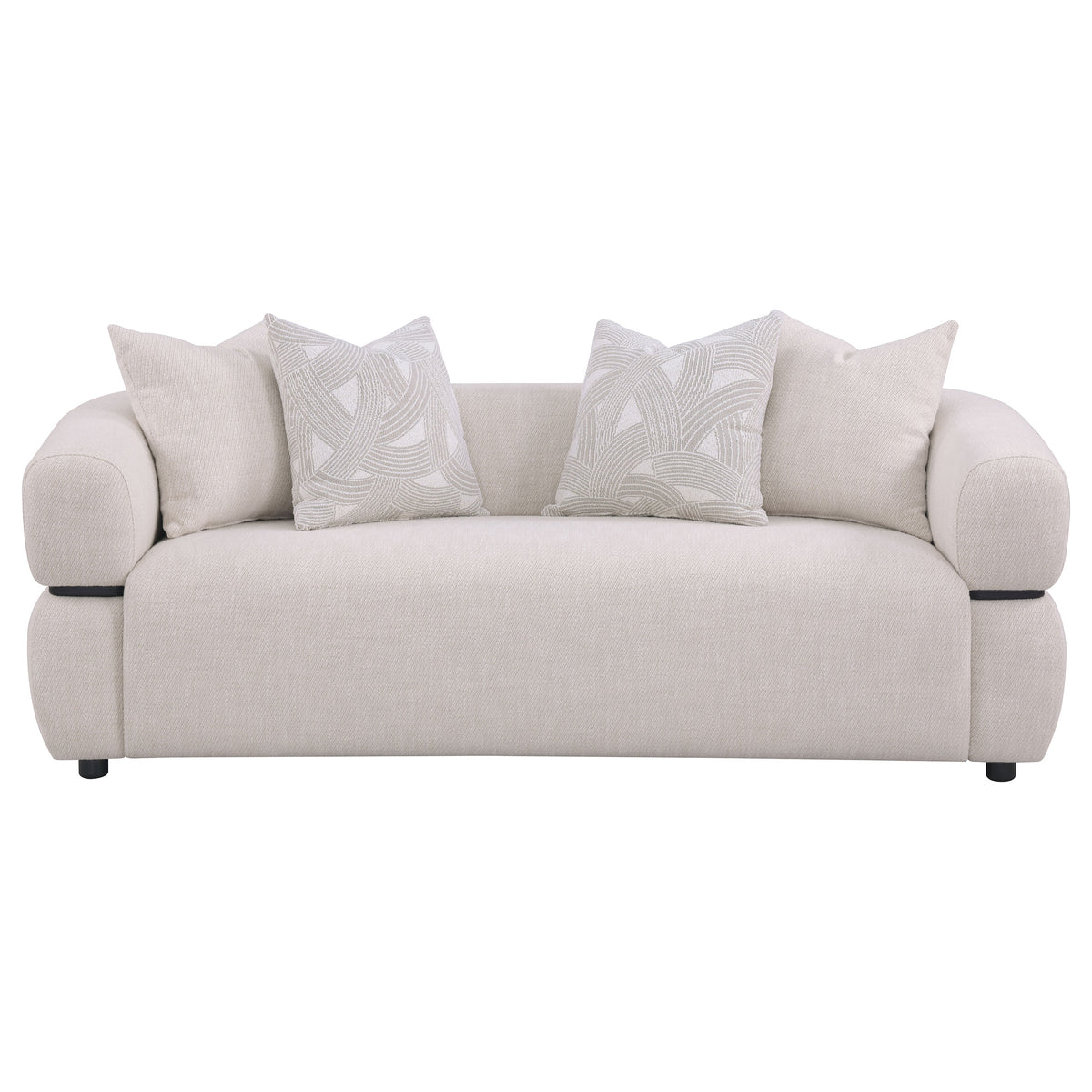 Jeanette 84-inch Fabric Upholstered Round Arm Sofa Beige