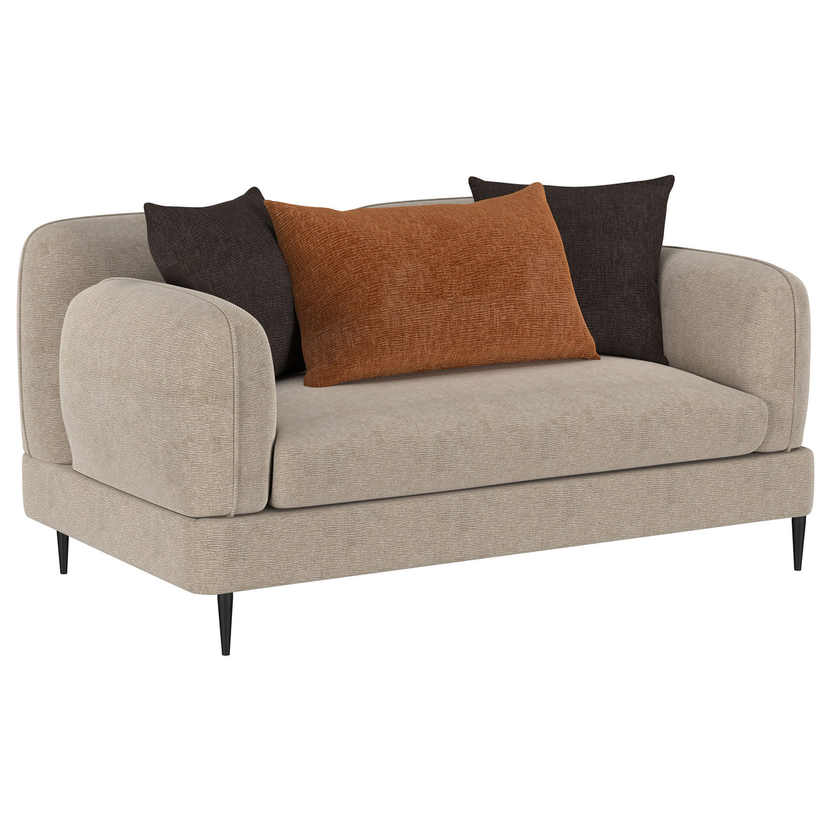 Jade Chenille Upholstered Modern Track Arm Loveseat Green