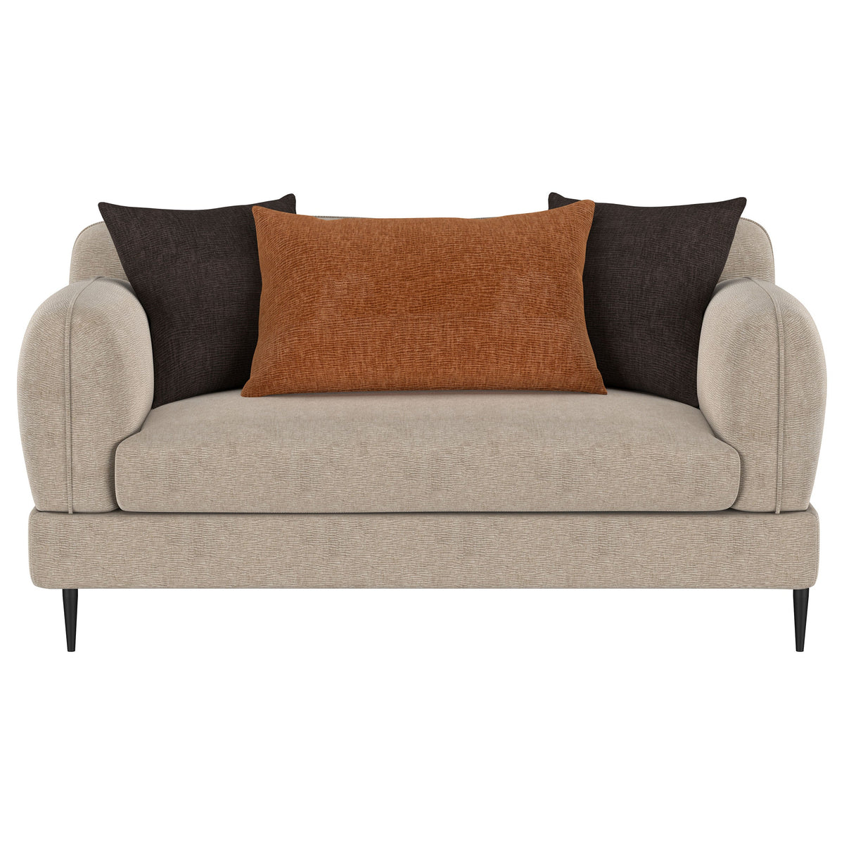 Jade Chenille Upholstered Modern Track Arm Loveseat Green