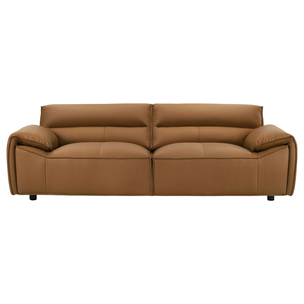 Buxton Top Grain Leather Upholstered Sofa Orange
