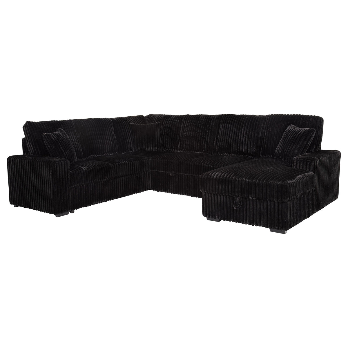 Devonshire Sleeper Sectional Sofa Storage Chaise Black