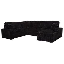Devonshire Sleeper Sectional Sofa Storage Chaise Black